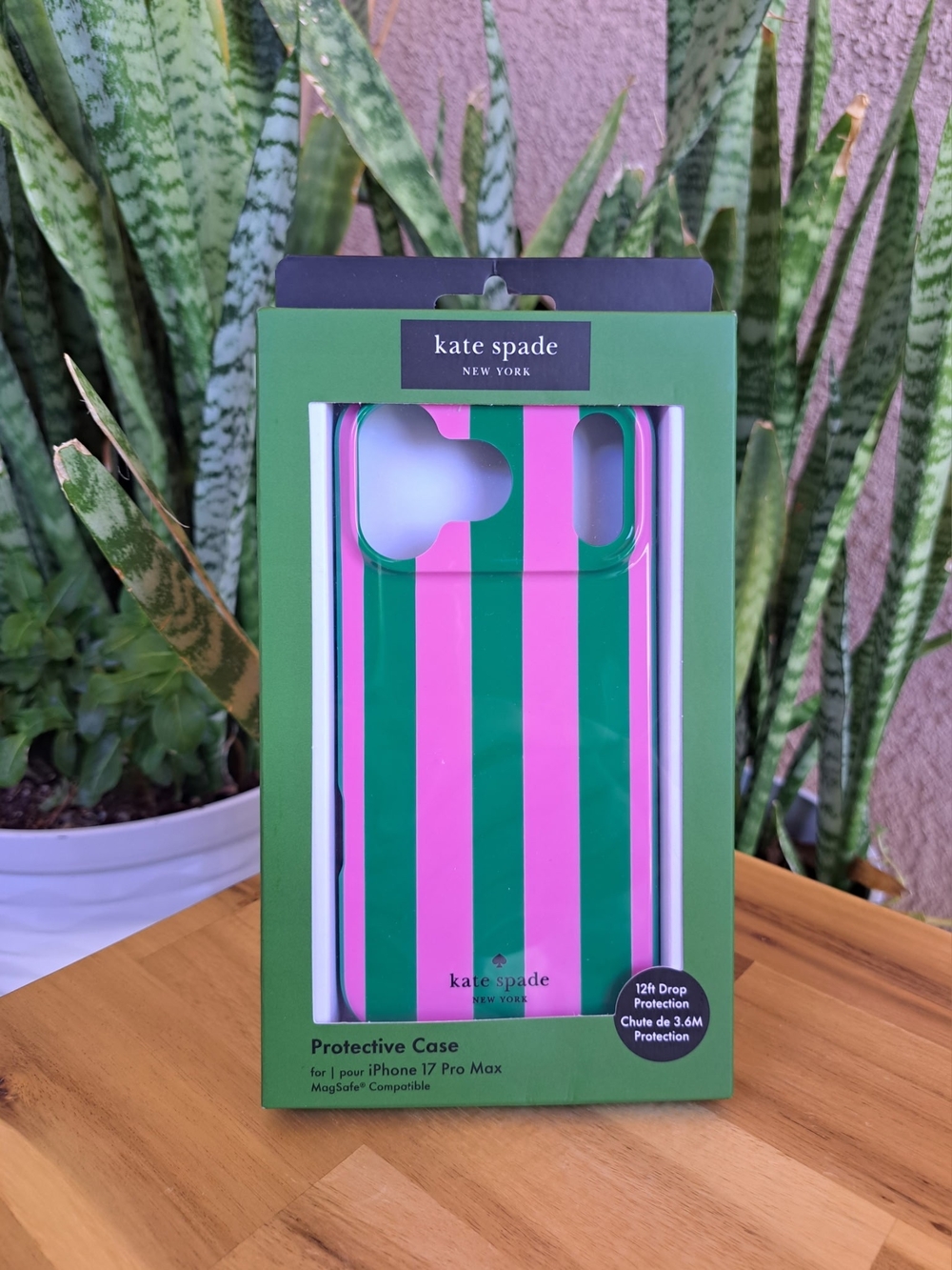 Kate Spade New York Iphone 17 Pro Max Green & Pink Striped iPhone Case